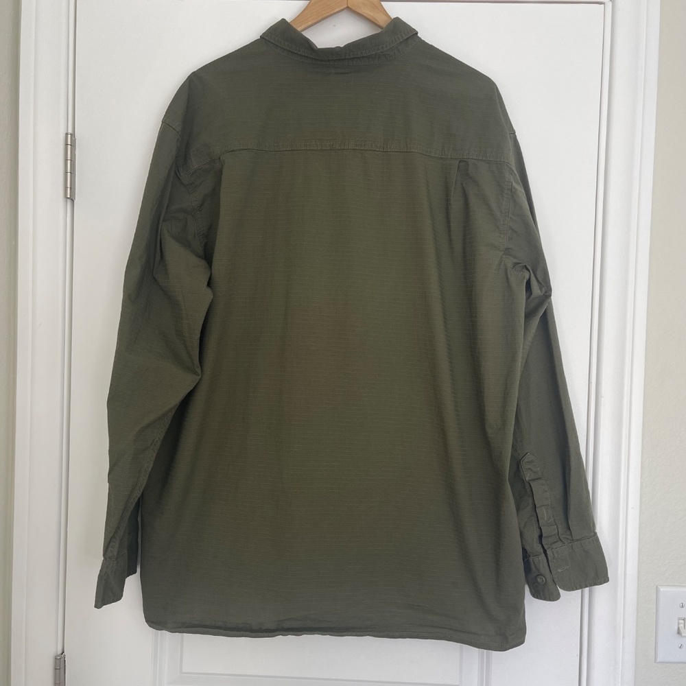 Dickies Relaxed Fit Long Sleeve Button Up Shirt Workwear Olive Green 2XL - Picture 2 of 6